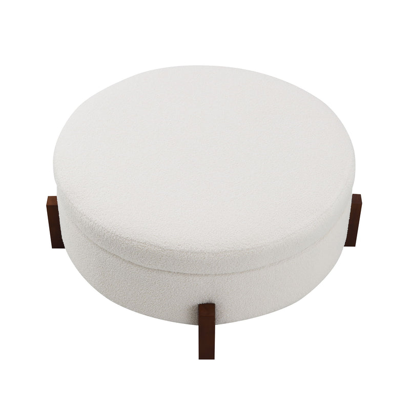 Round Storage Ottoman, Footrest Stool For Living Room
