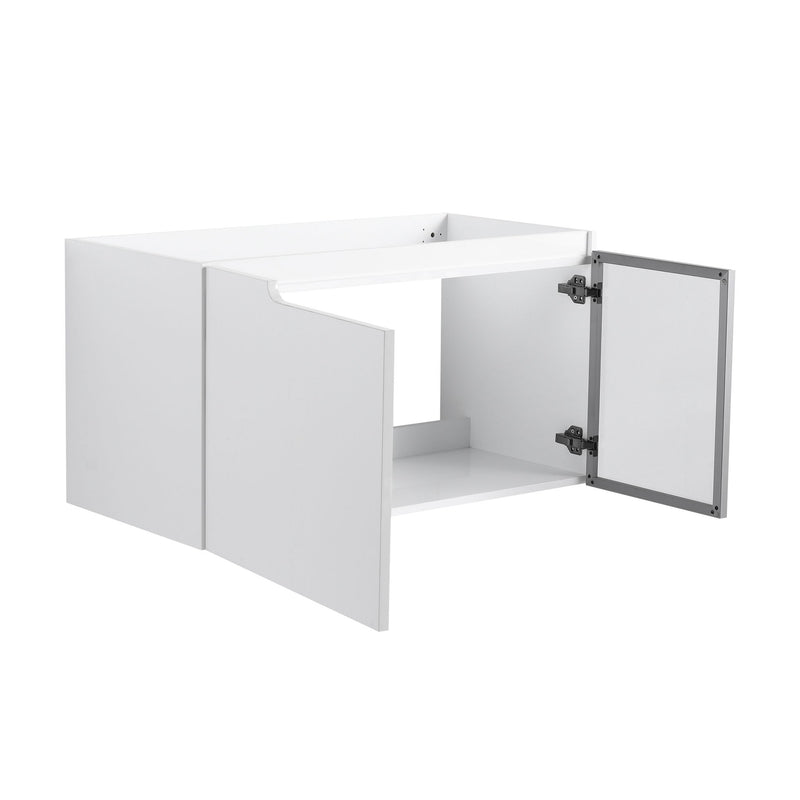 36" (35 1 / 4") Wall Mounted Bathroom Vanity, Cabinet With Half Door (Excluding Sink) - Glossy White