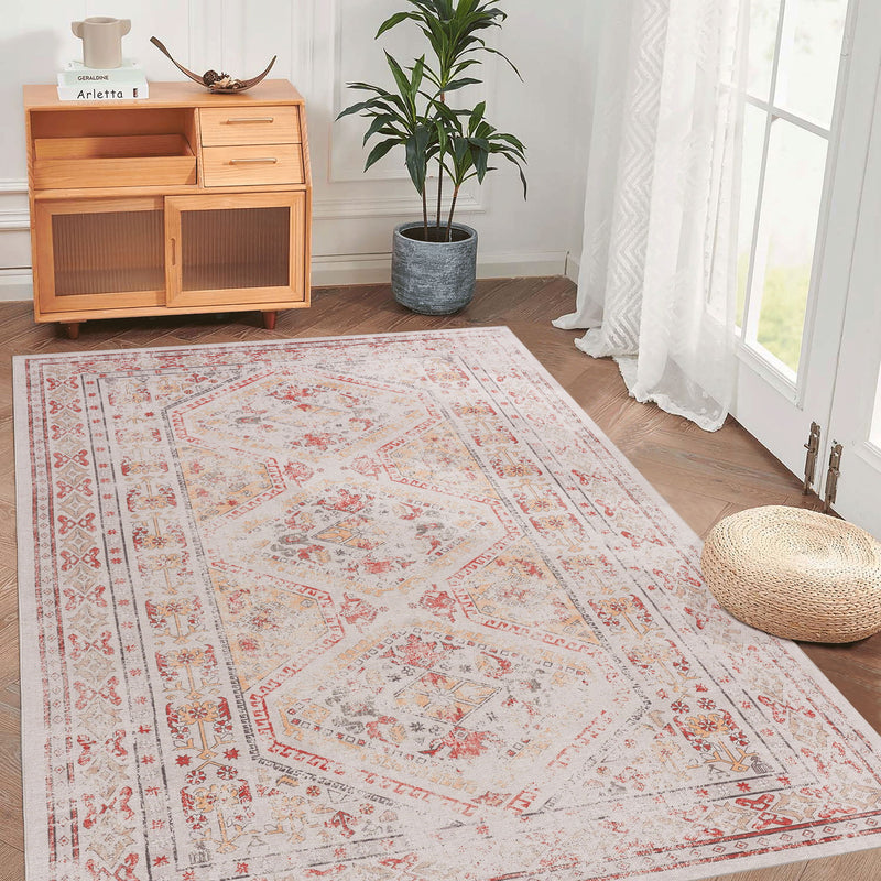 Maval - 6' X 9' Washable Area Rug - Beige