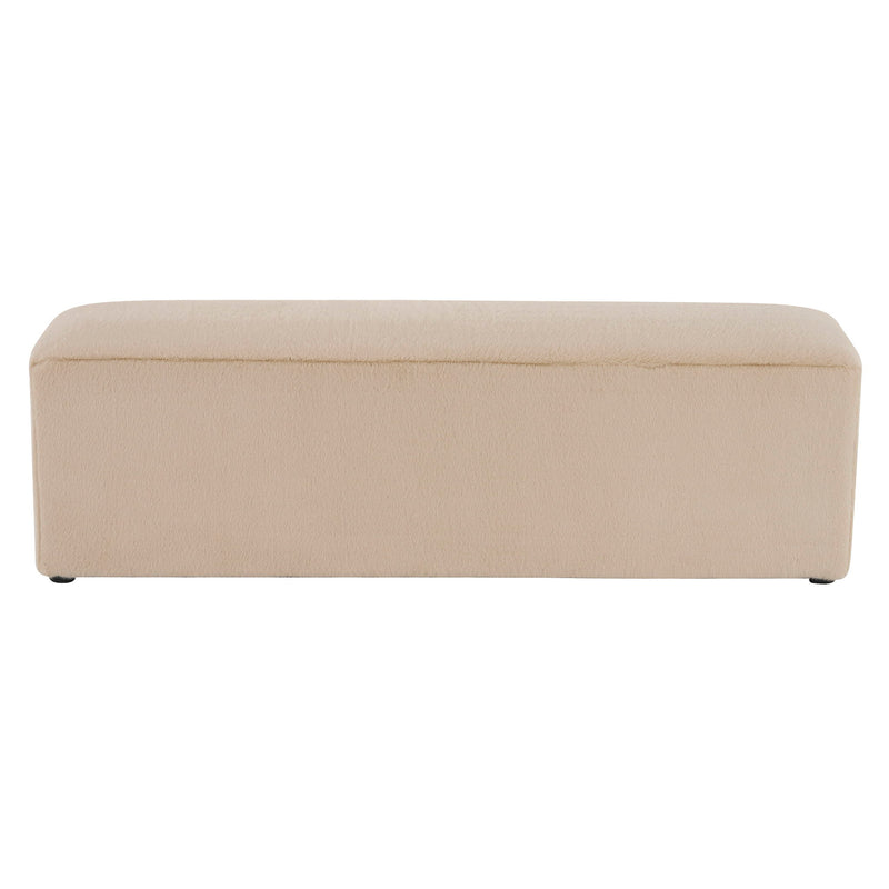 Long Plush Ottoman, Simple Footstool And Seat For Home Use - Almond
