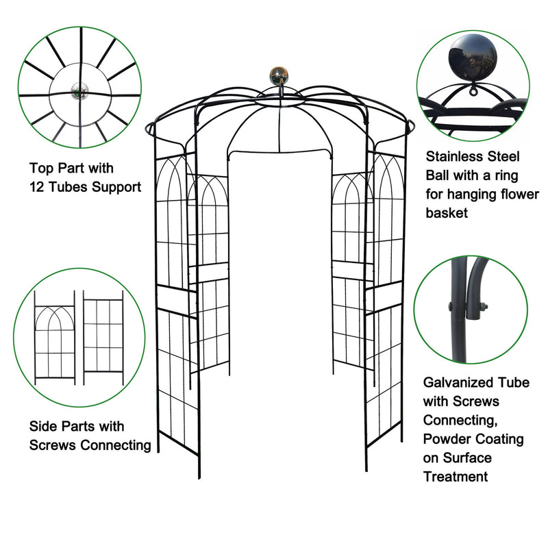 Metal Garden Arch Iron Garden Arbors Gazebo Dia High Birdcage Shape Pergola Pavilion For Wedding Ceremony