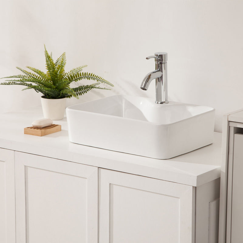 Modern Ceramic Rectangular Vessel Bathroom Sink With Sleek Design