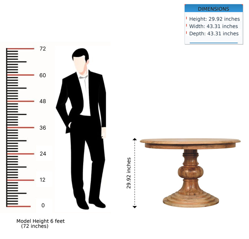 Round Turned Dining Table - Oak