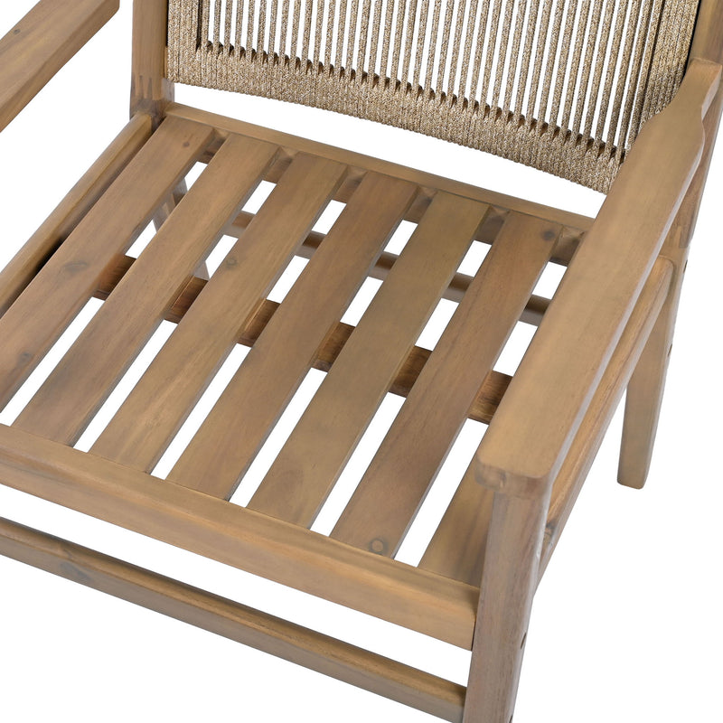 Outdoor Acacia Wood Patio Dining Armchair (Set of 2)