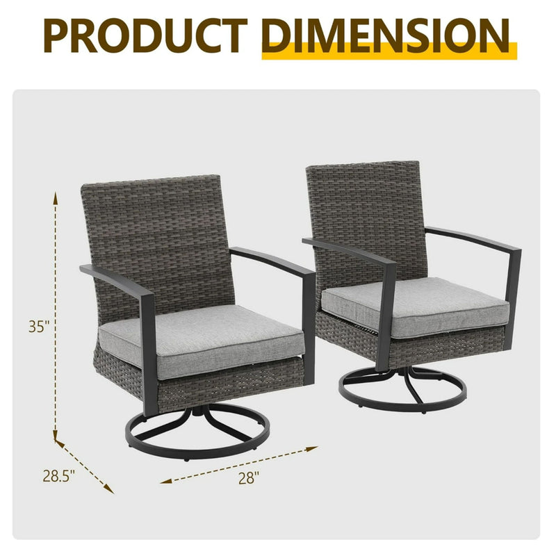 Swivel Rocker Patio Chairs With Cushions, All Weather (Set of 2) - Gray