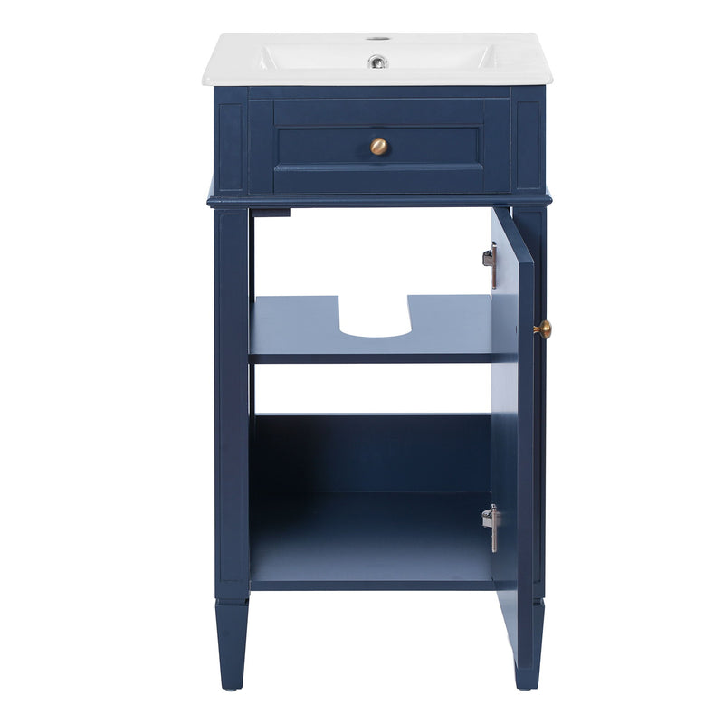 French Style Bathroom Vanity With Sink, Soft-Closing Door, Adjustable Shelf, Rectangular Design