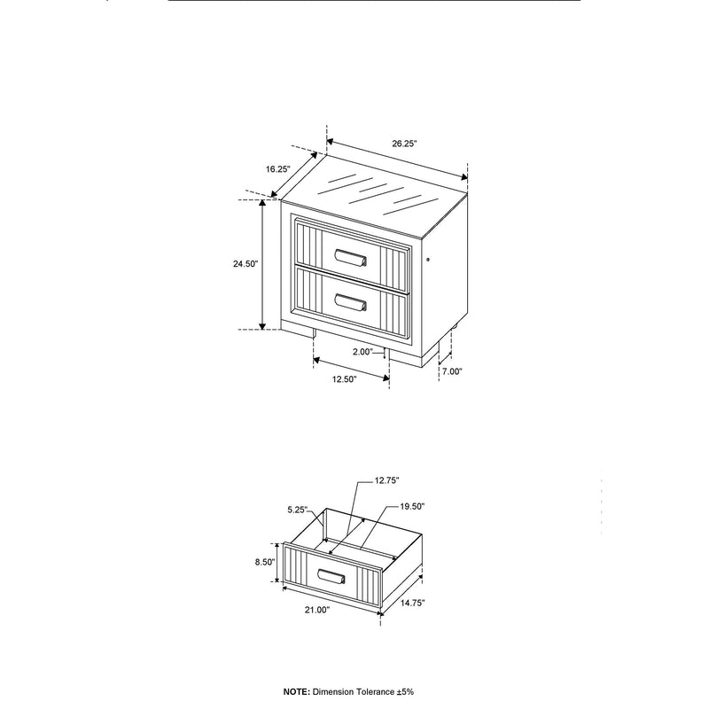 Isaiah - 5 Piece Bedroom Set With TV Lift-LED, Speakers And Fireplace