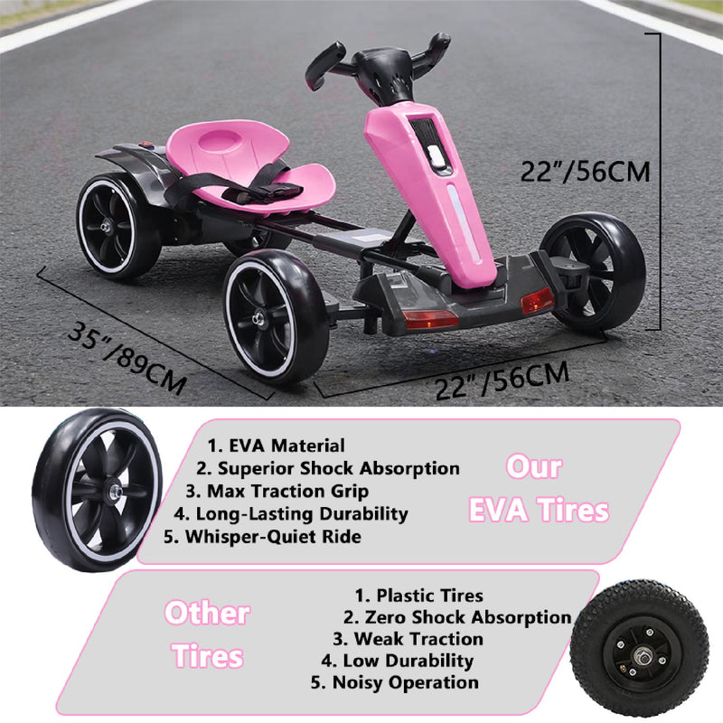 Electric Kids Pedal Go Kart With Adjustable Seat, Foldable Design