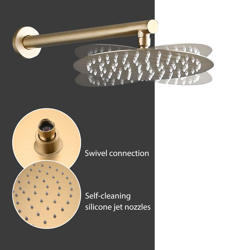 Wall Mounted Shower Set With High Pressure 10" Rain Shower Head And 5 Function Handheld Shower Head