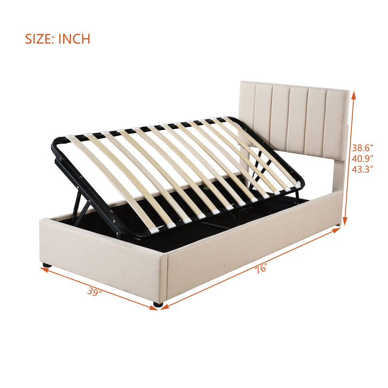 Upholstered Platform Bed With A Hydraulic Storage System