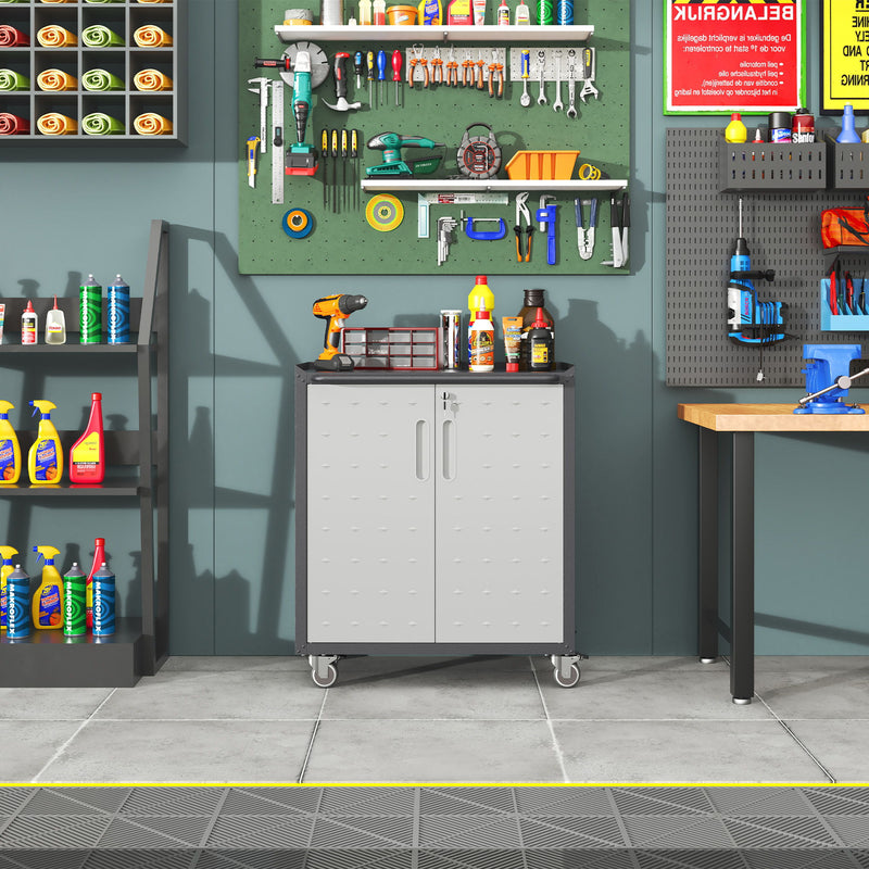 Heavy Duty Metal Garage Storage Cabinet With Wheels Sturdy Tool Organizer