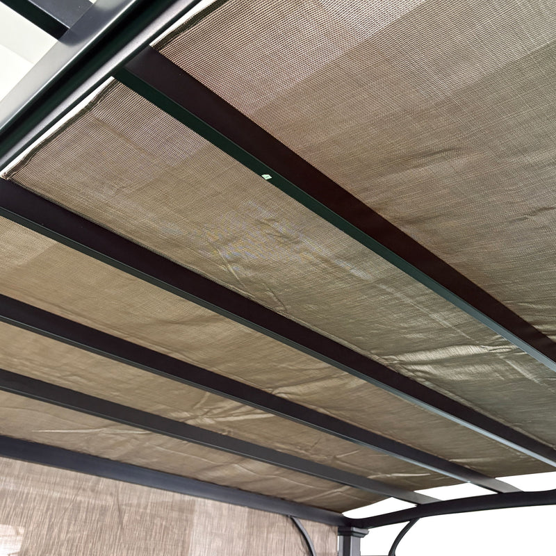 13' X 7.7' Outdoor Pergola Sun Shade Cover Cloth Patio Canopy Hdpe Permeable With Grommets - Brown