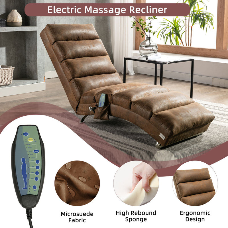 Massage Chaise Lounge Indoor With Remote Control, Ergonomic Electric Massage Lounger