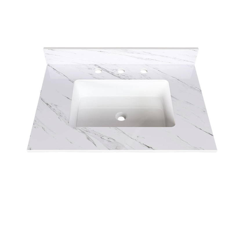 Bianco Carrara Venato Elegant Marble Vanity Top, Bathroom Vanity With Undermount Sink, Sintered Stone