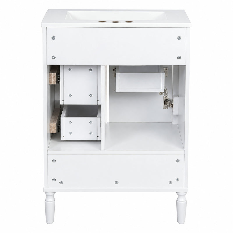 Modern Bathroom Vanity With Sink, Soft Close Doors, 3 Drawers