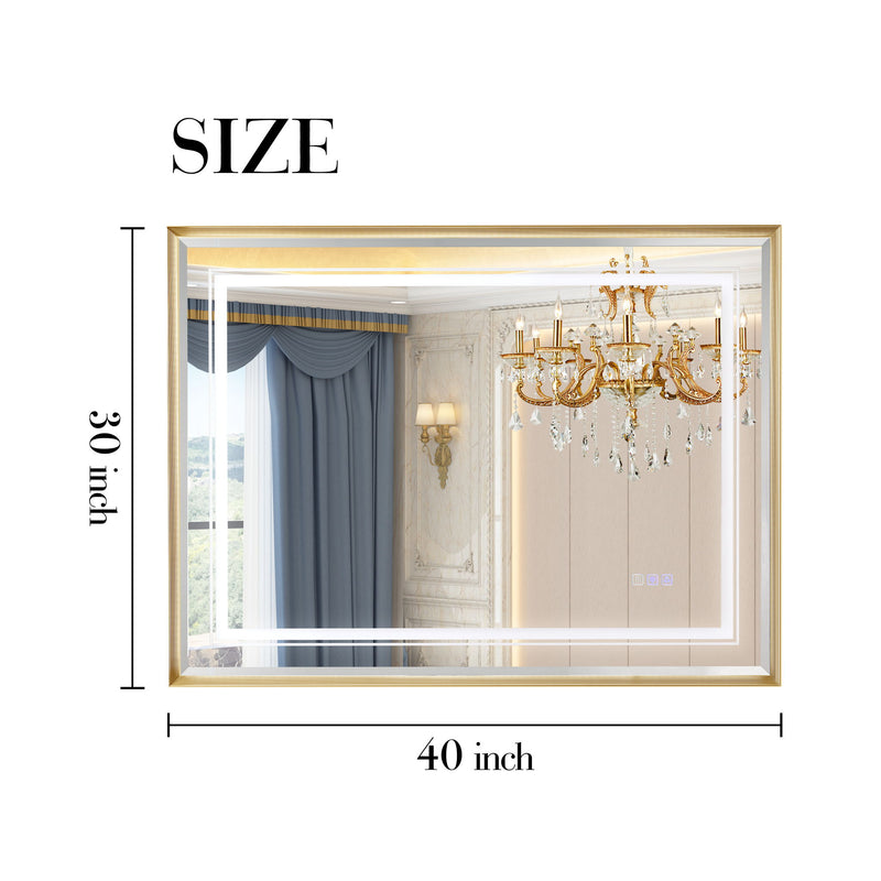 LED Bathroom Beveled Mirror, 3000 - 6000K Gradient Front And Backlit LED Mirror For Bathroom, 3 Colors Dimmable, Ip54 Enhanced Anti Fog