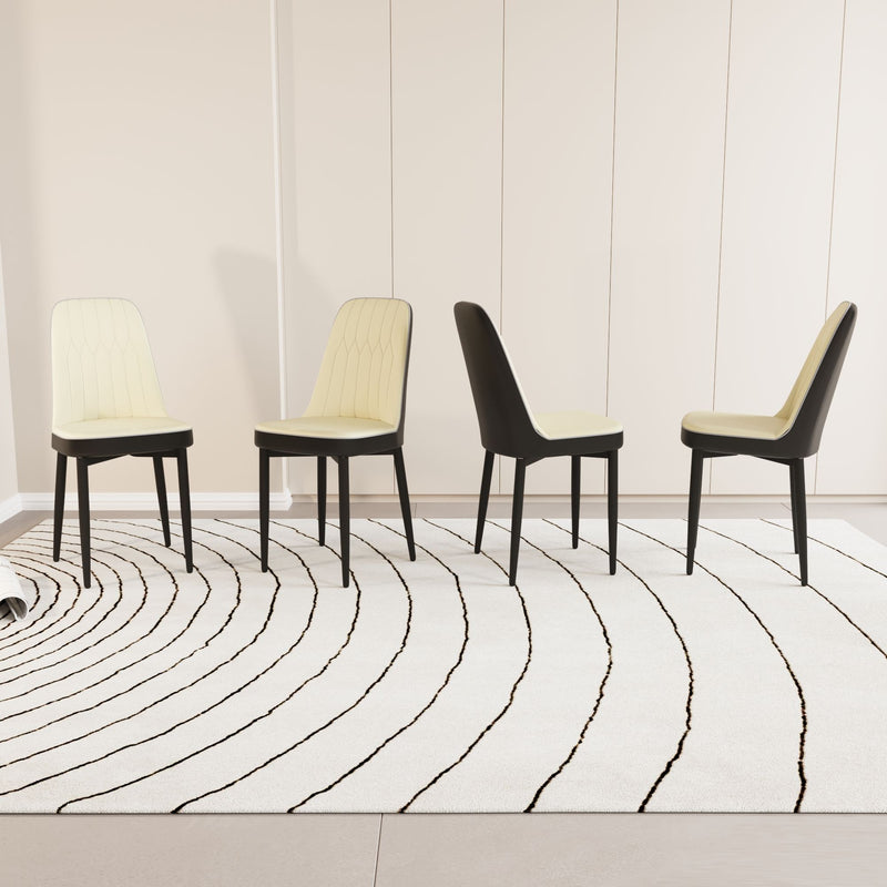Modern Dining Chair With Cushions And Metal Legs