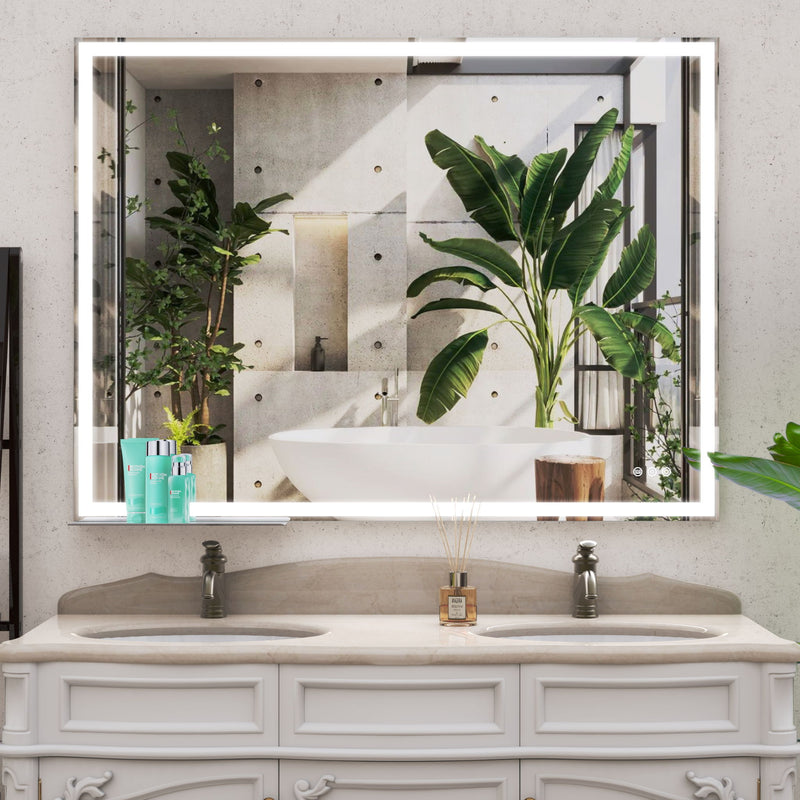 LED Bathroom Vanity Mirror Wall Mounted Adjustable / Warm / Natural Lights Anti-Fog Touch Switch With Memory Modern Smart Large Bathroom Mirrors