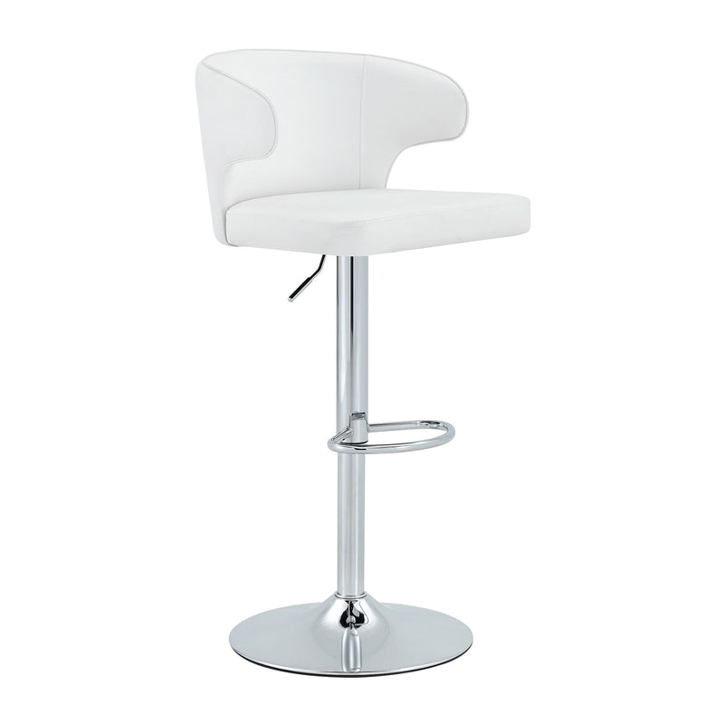 Adjustable Swivel Bar Chair With High Back Support For Kitchen Counter (Set of 2) - White / Silver