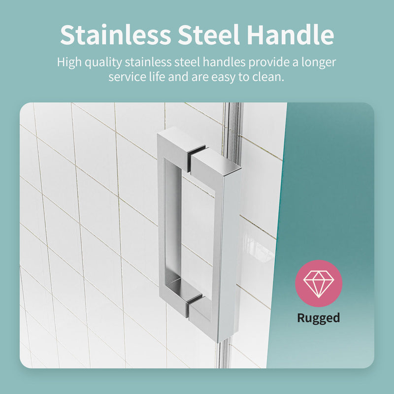 Frameless Single Sliding Soft Close Shower Doors, Reversible Installatio - Chrome