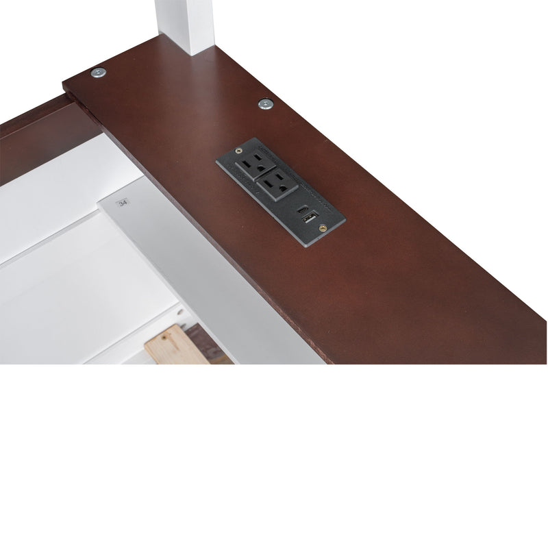 Bunk Bed With Built In Shelves, Storage Box, LED Light And USB Charging Station