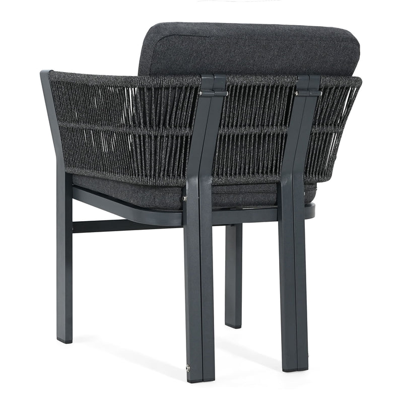 7 Piece Outdoor Dining Set & Table And 6 Chairs - Black / Gray / Teak