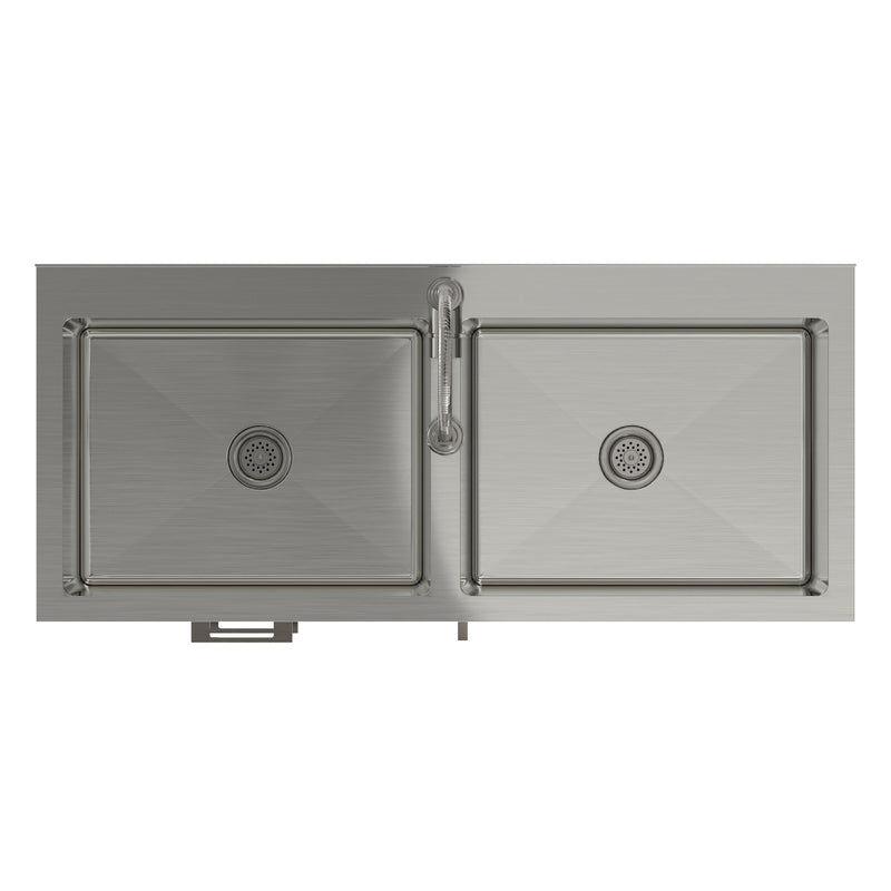 Hennessy - Laundry Utility Sink And Cabinet With Dual Sink And Pull Out Faucet - White