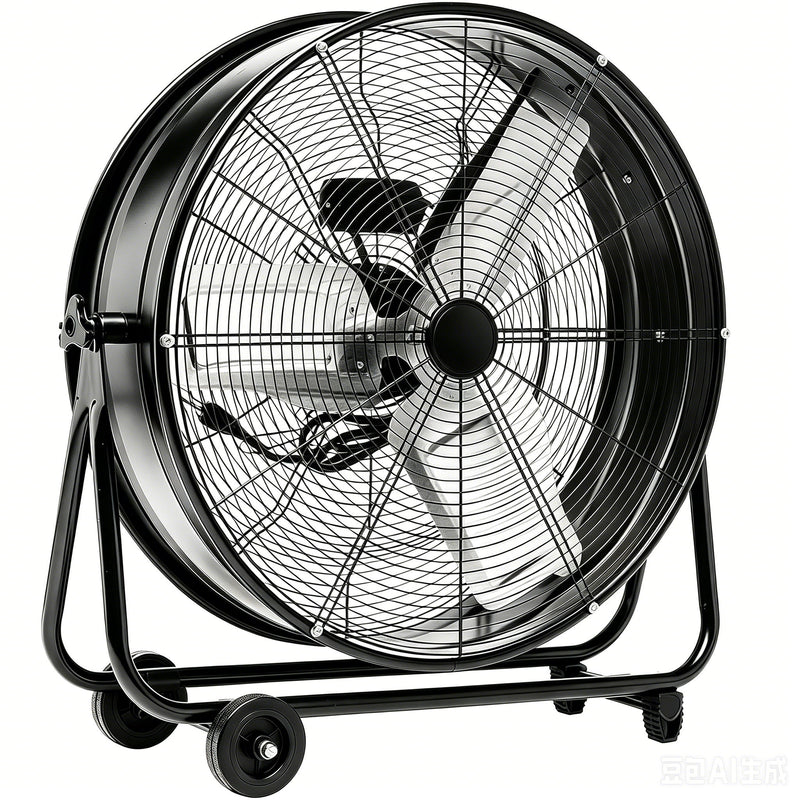 Drum Fan With Pure Copper Wiring Motor And Blades - Black