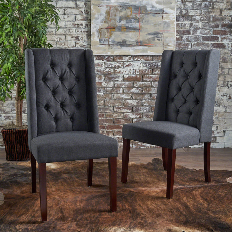 Sophisticated Tufted Dining Chair With High Back Design