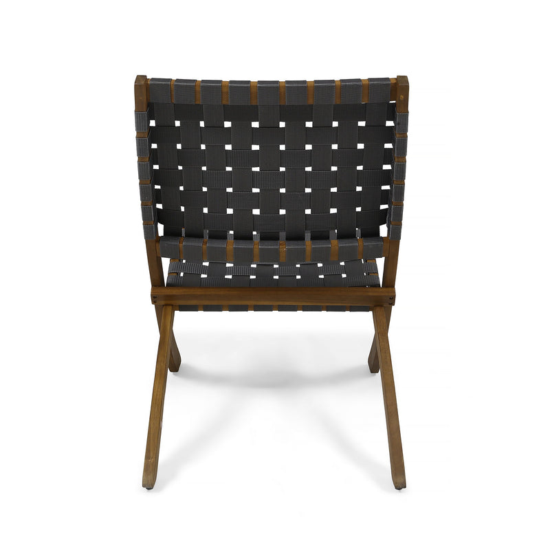 Solidago - Outdoor And Strapping Belt Folding Chairs, (Set of 2) - Black / Brown