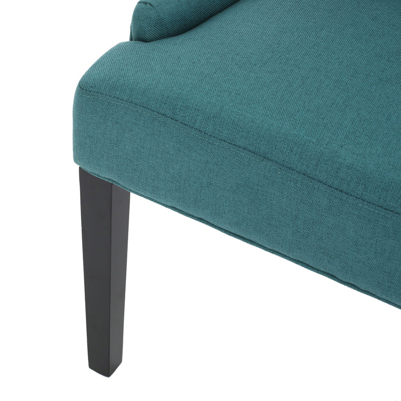 Dining Chair (Set of 2) With Upholstered Diamond Tufting And Espresso Birch Legs - Teal