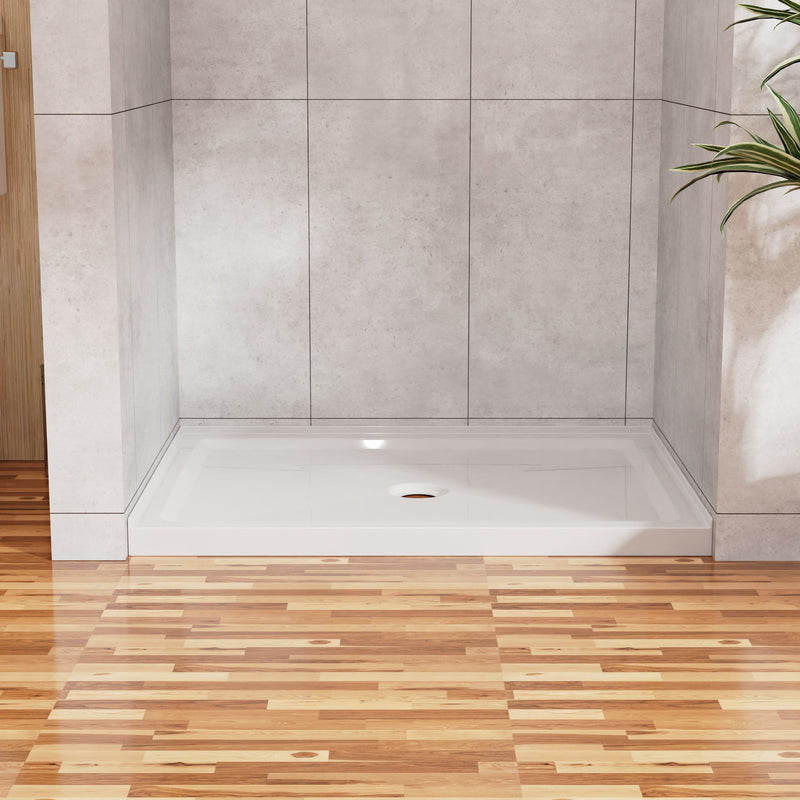Shower Base Anti Slip Center Drain Single Threshold 32" X 48" - White
