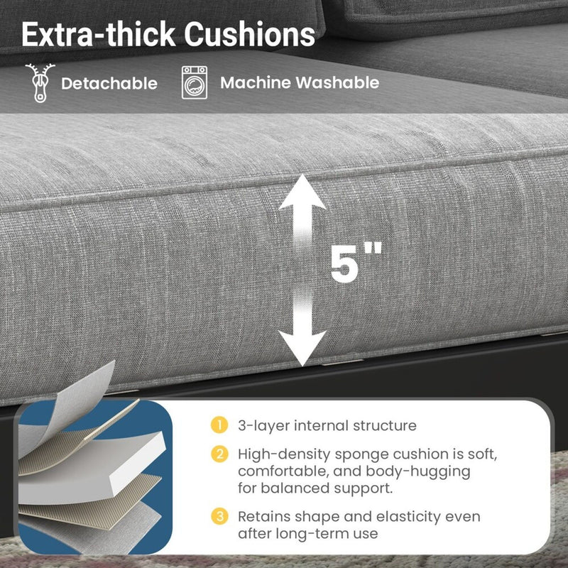 Modern All-Weather Patio Armchairs & Thick Cushions (Set of 2)