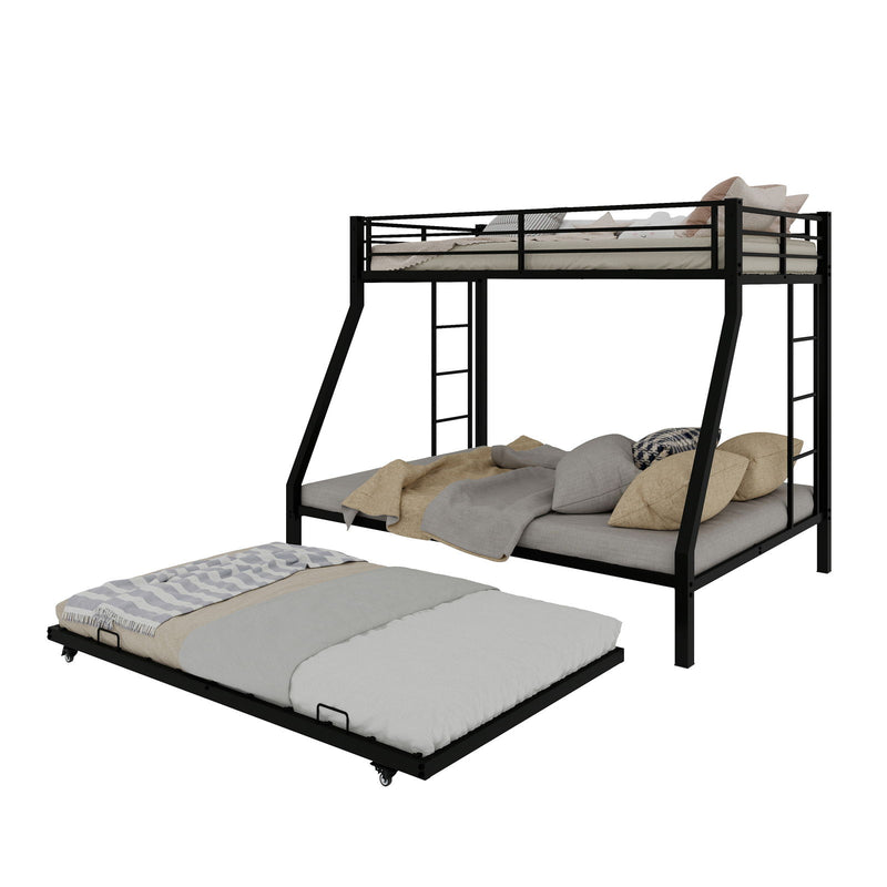Bunk Bed For Kids, Convertible Frame With Ladders & Guardrail