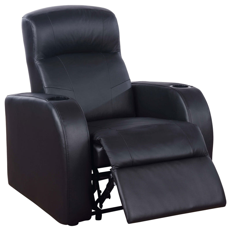 9 Piece Home Theater Seating Set With Recliners And Wedge Consoles - Black