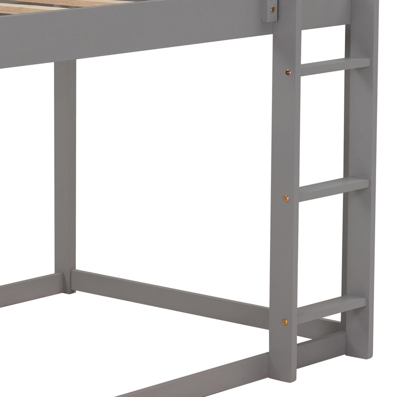 Low Bunk Bed With House Shaped Frame And Ladder