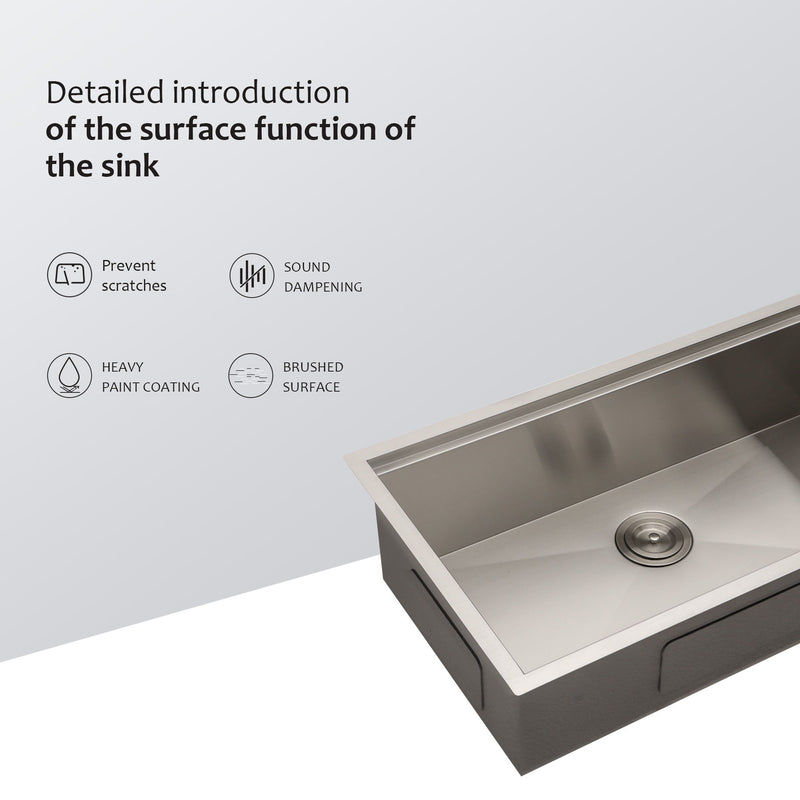 30" Undermount Kitchen Sink 16 Gauge Ledge Workstation - Brushed Nickel