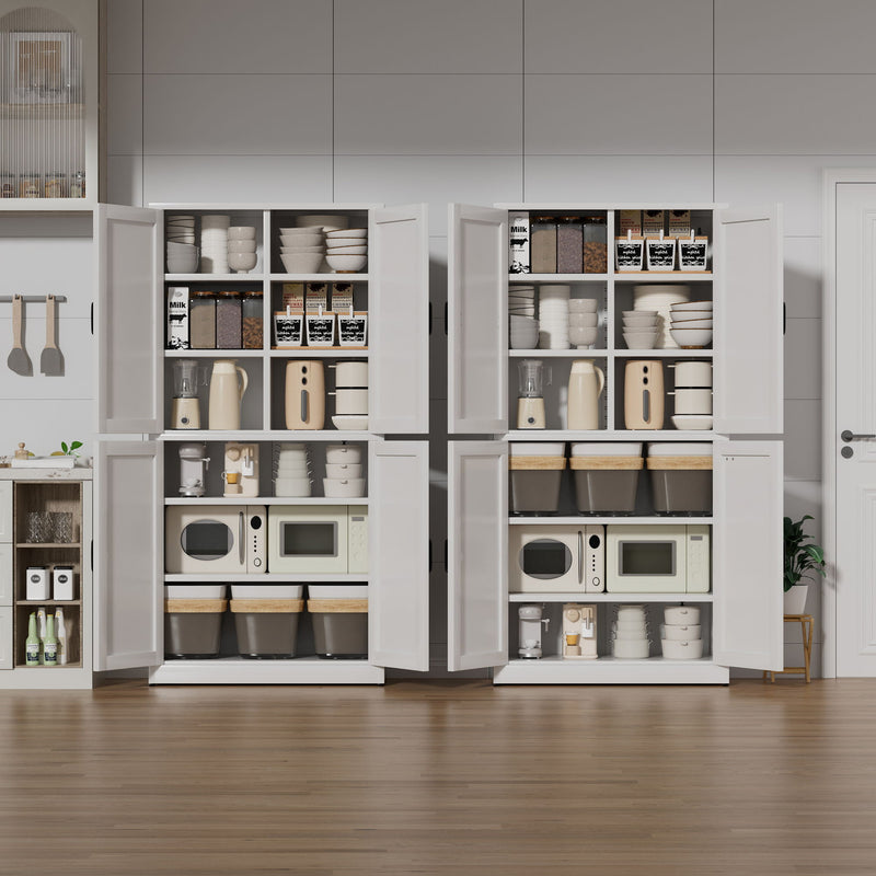 Kitchen Pantry Cabinet With Adjustable Shelves, Heavy Duty Storage - White