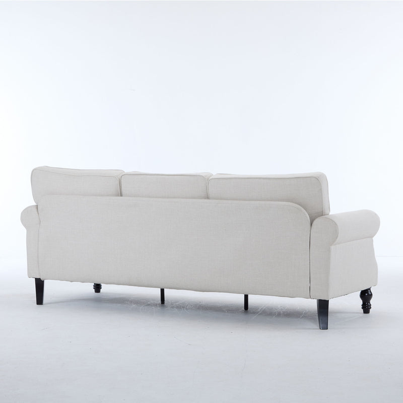 Rolled Arm Sofa With Nailhead Trim With Wooden Legs