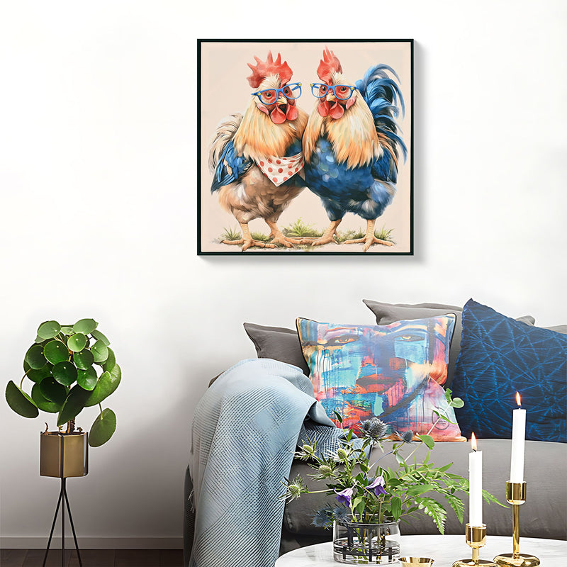 Rooster, Chicken Pictures Wall Decor For Home Decor - Yellow / Red