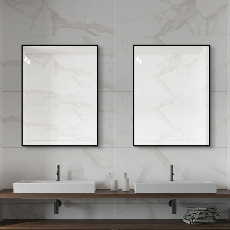 Rectangular Framed Bathroom Wall Mirror, Horizontal Or Vertical Mount