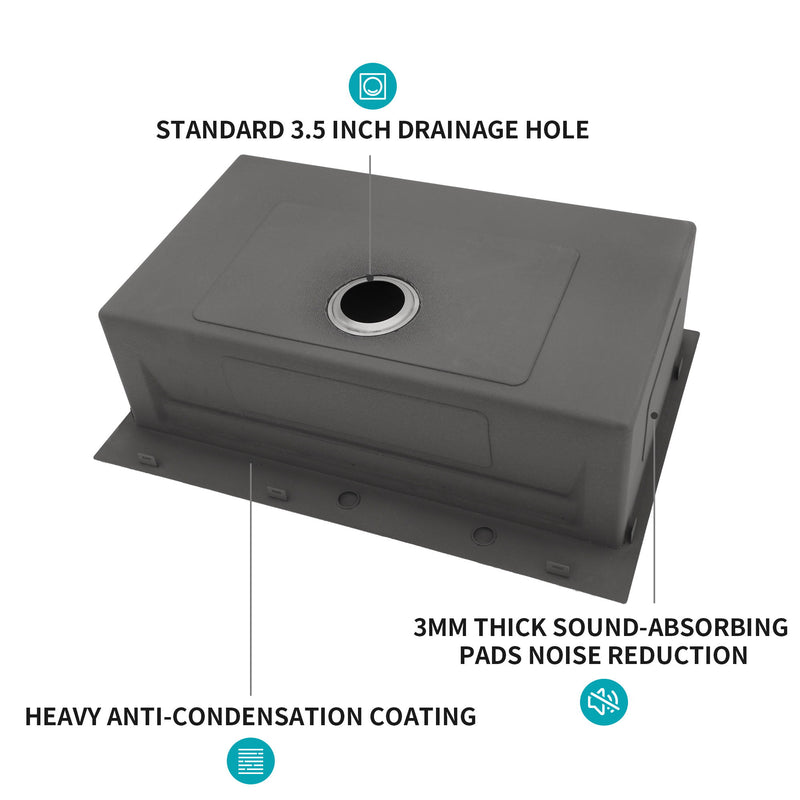 33" Drop In Kitchen Sink Single Bowl 16 Gauge Stainless Steel Ledge Workstation - Brushed Nickel