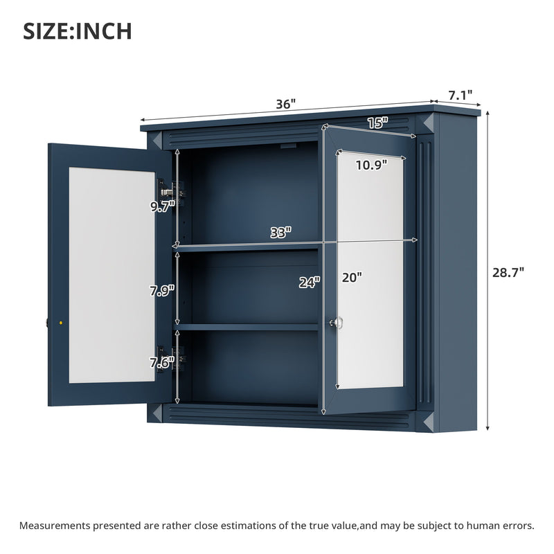 Wall-Mounted Medicine Cabinet With 2 Mirrors, Adjustable Shelves