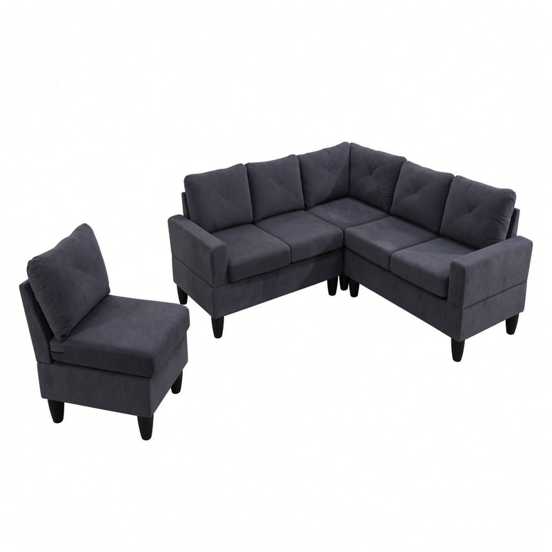 Modular L - Shaped Sectional Sofa 6 Seater 4 Piece Couch With Chaise