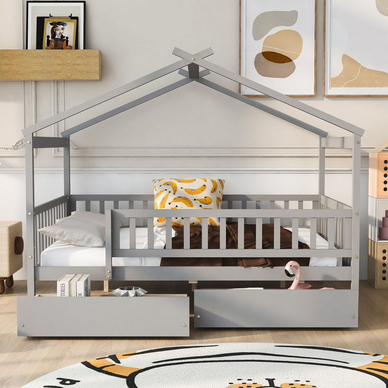 House Bed With 2 Drawers