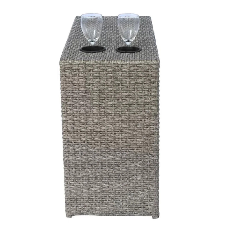2 Person Wicker Conversation Set With Cushions, Weather Resistant