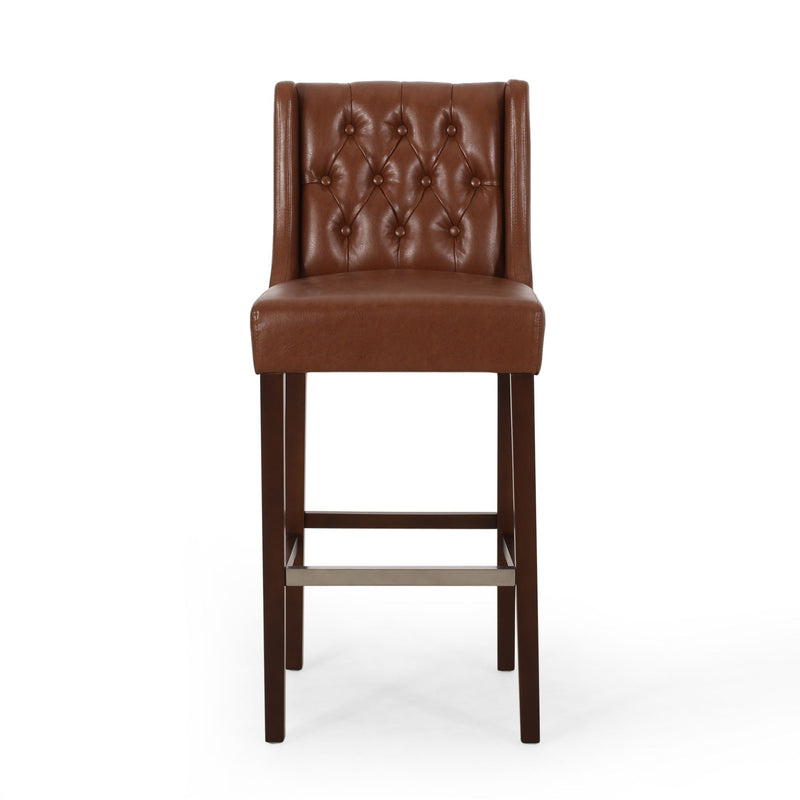 Solstara - Upholstered Dining Barstool With Button Tufted And Wing Back