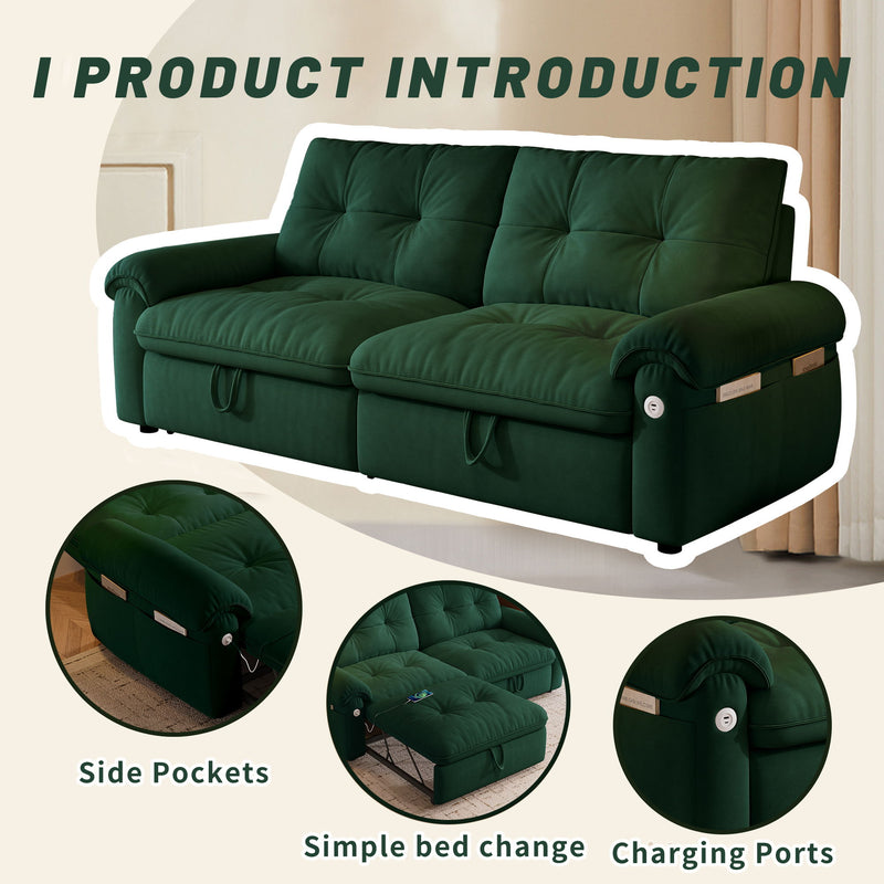 Cloud Like Convertible Sofa Bed For Living Rooms - Green