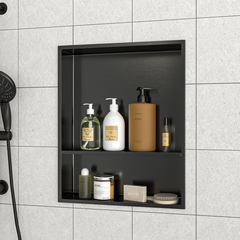 Modern Stainless Steel Shower Niche Double Shelf For Bathroom