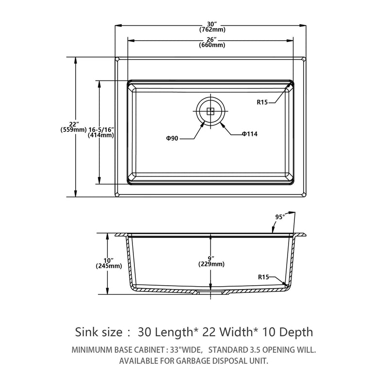 Quartz Kitchen Sink 30" X 22" Granite Composite Workstation Drop In Sink - White